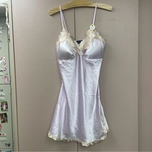 Rachel Roy nightie NWT pink beige new with tags slip dress lace slit XL